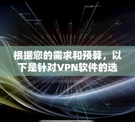 根据您的需求和预算，以下是针对VPN软件的选择建议